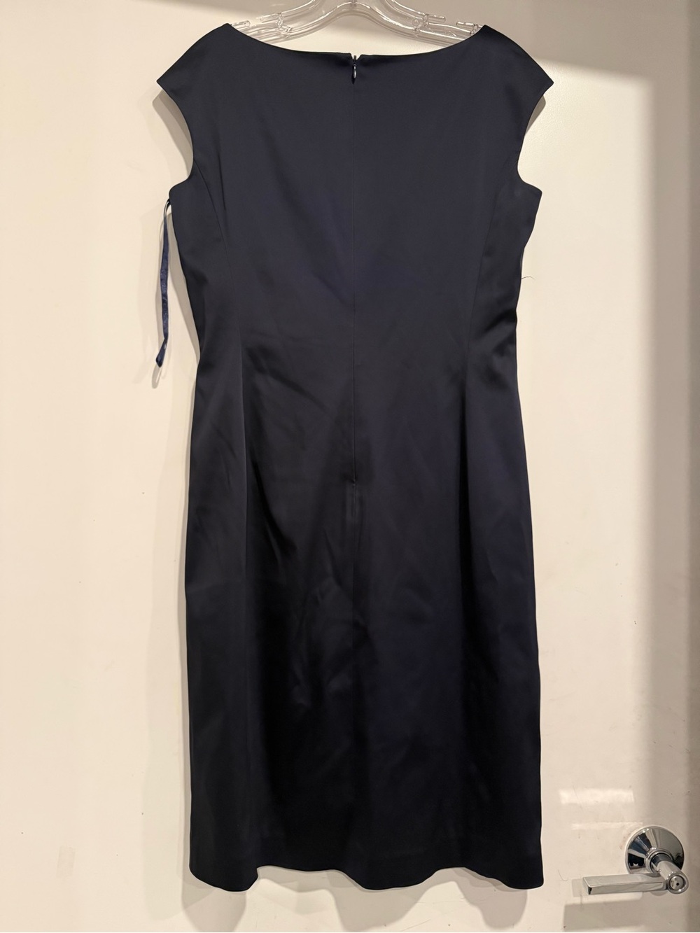 Lauren Ralph LAUREN Sapphire Sheath Dress Satin Cocktail Special Occasion Sz 12 - Picture 3 of 5